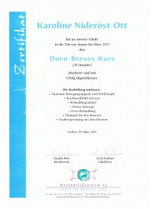 Zertifikat Dorn-Breuss-Kurs