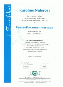 Zertifikat Fussreflexzonenmassage